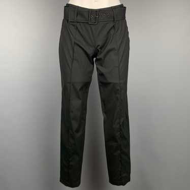 Prada Black Poplin Cotton Blend Belted Casual Pan… - image 1