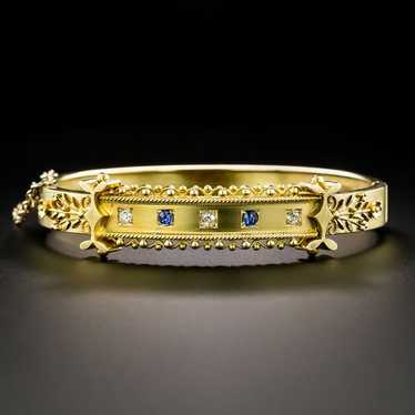 English Victorian Sapphire and Diamond Bangle Brac