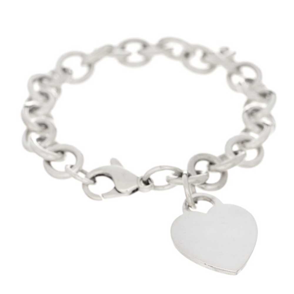 TIFFANY Sterling Silver Heart Tag Charm Bracelet - image 1