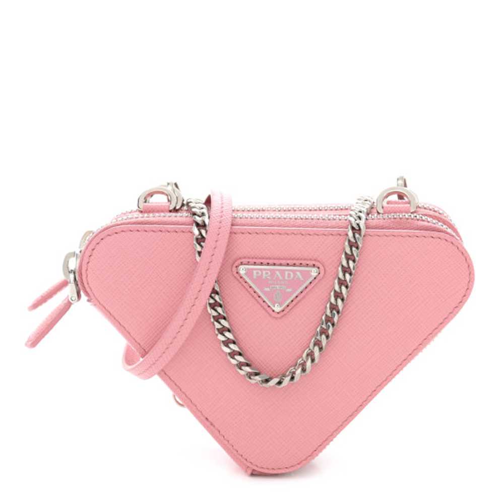 PRADA Saffiano Mini Triangle Crossbody Pouch Peta… - image 1