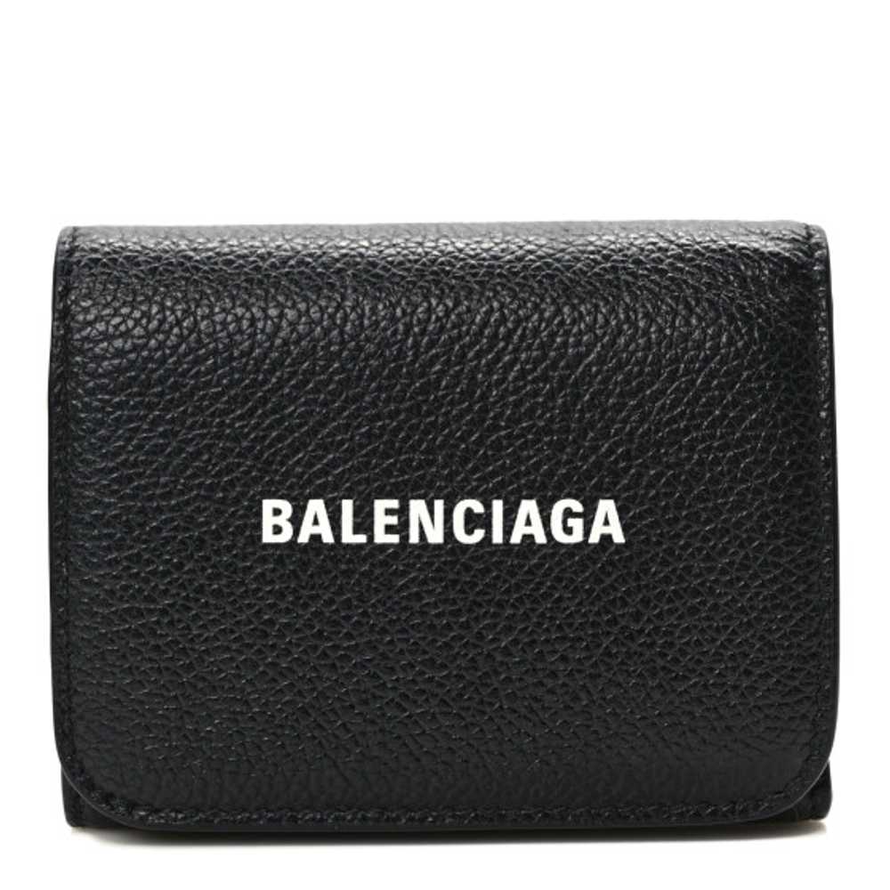 BALENCIAGA Calfskin Logo Mini Cash Wallet Black - image 1