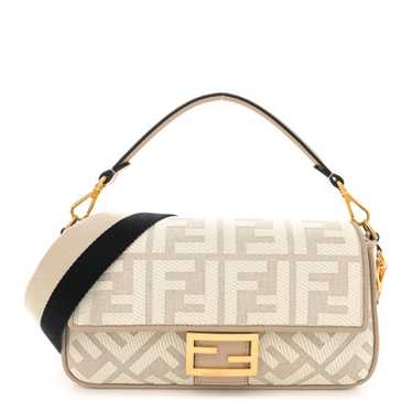 FENDI Canvas Vitello King FF Embroidered Baguette 