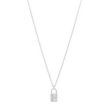 HERMES 18K White Gold Diamond Amulettes Cadenas Pe