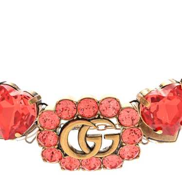 GUCCI Metal Crystal Heart Choker Necklace Red Gold - image 1