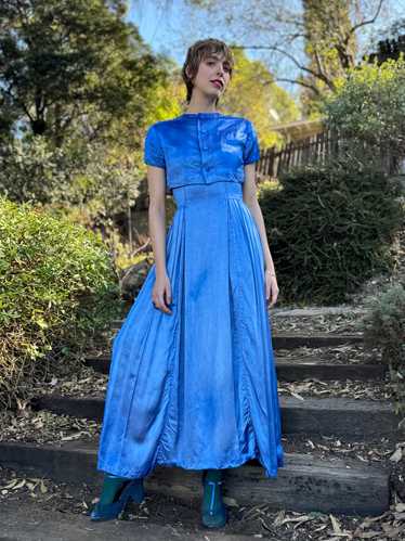 The Alaia Dress Set - Vintage Parisian blue satin… - image 1