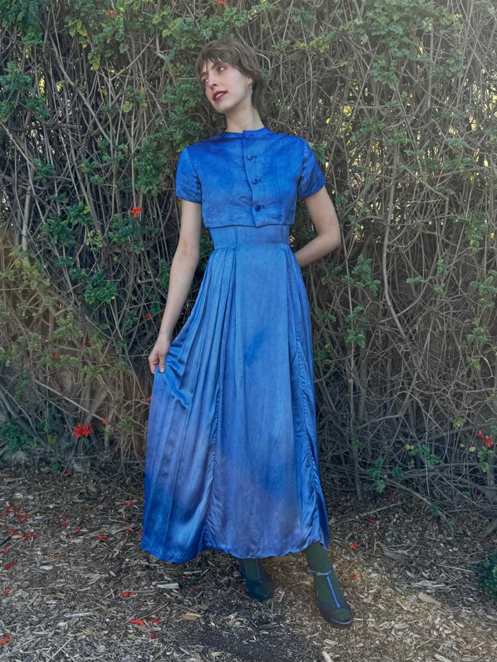 The Alaia Dress Set - Vintage Parisian blue satin… - image 3