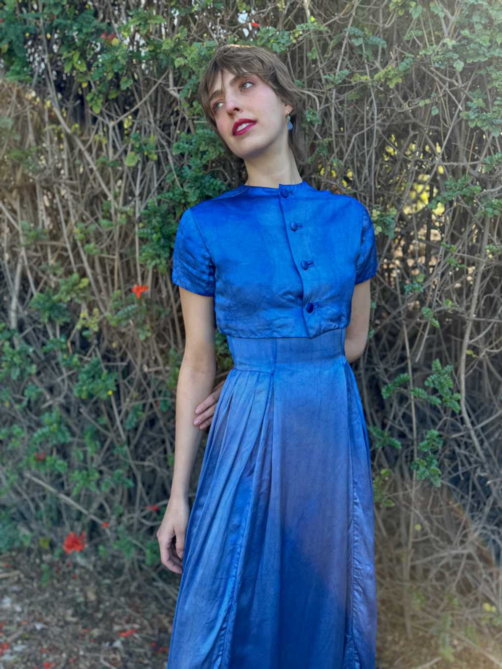 The Alaia Dress Set - Vintage Parisian blue satin… - image 6