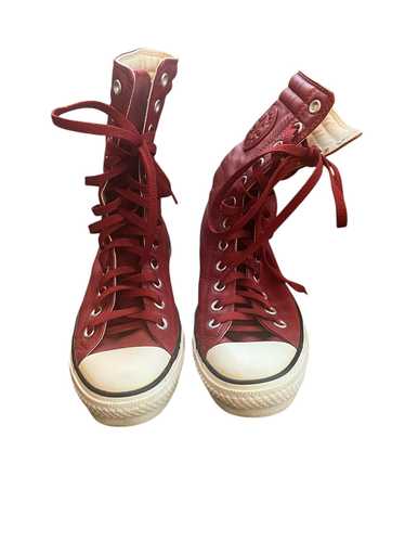 Red Leather high top Converse