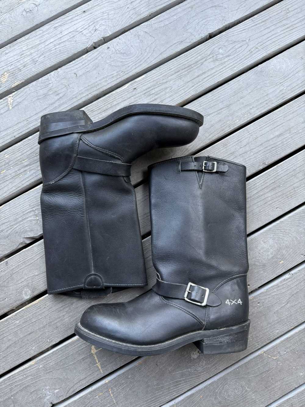 Combat Boots × Vintage vintage black leather engi… - image 1