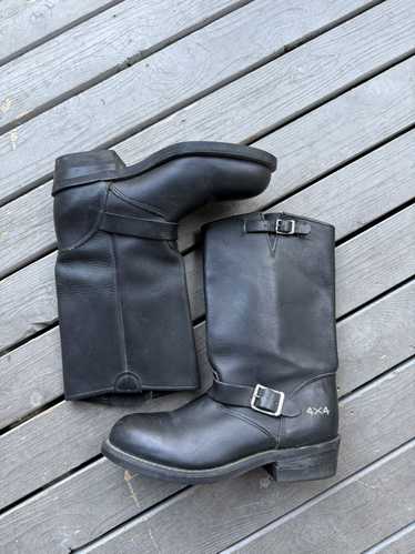 Combat Boots × Vintage vintage black leather engin