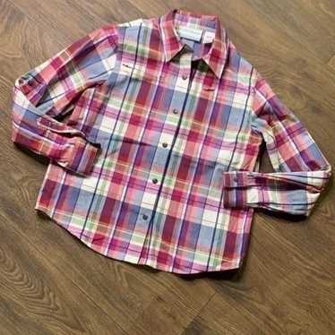 Colorful fall plaid button up shirt. Long sleeve … - image 1