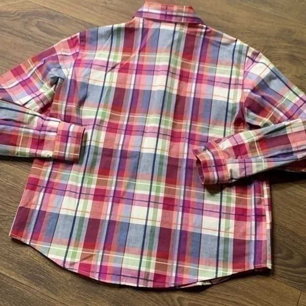 Colorful fall plaid button up shirt. Long sleeve … - image 5