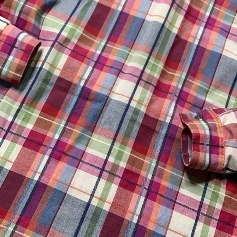 Colorful fall plaid button up shirt. Long sleeve … - image 6