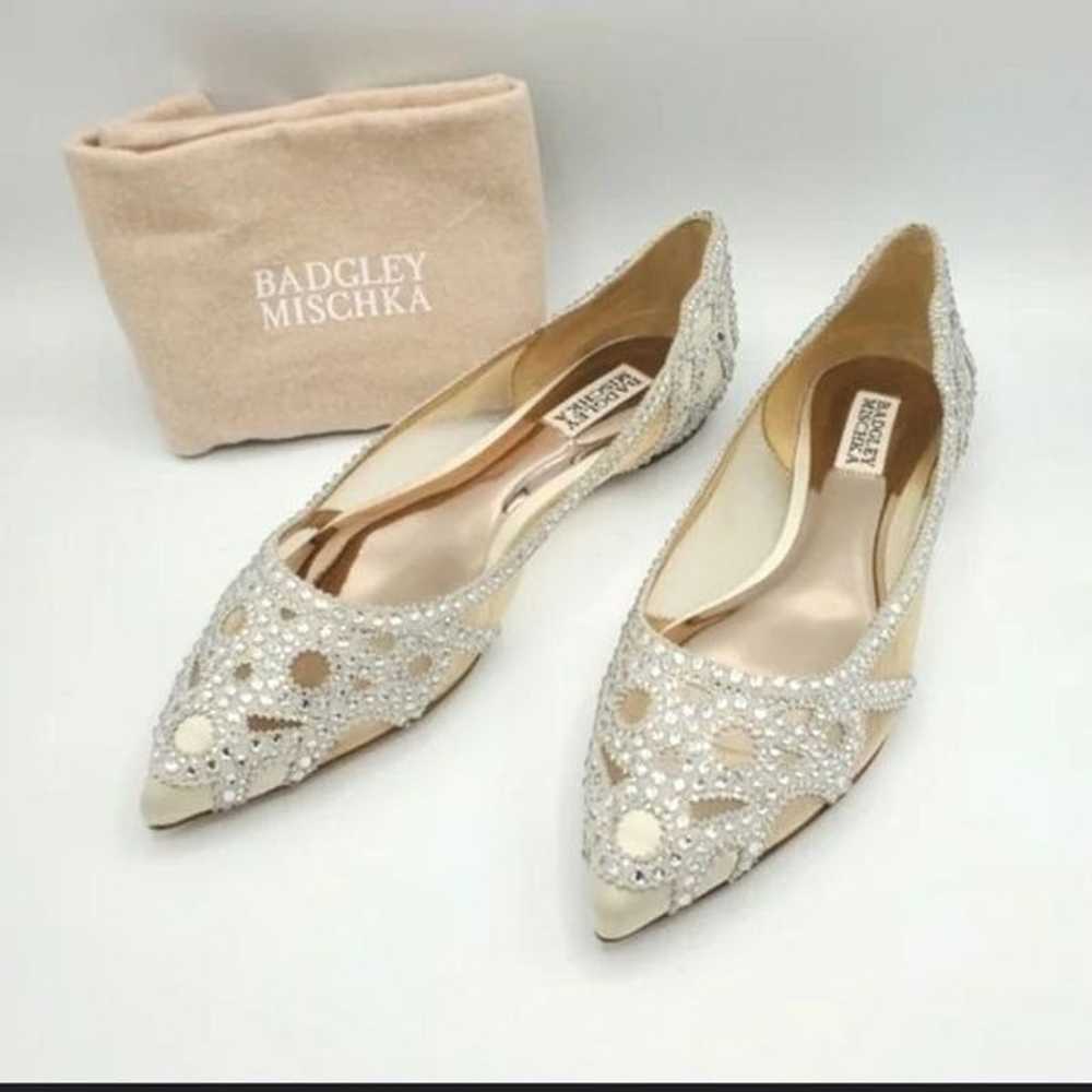 Badgley Mischka Gigi Crystal Embellished Flats Sz… - image 1