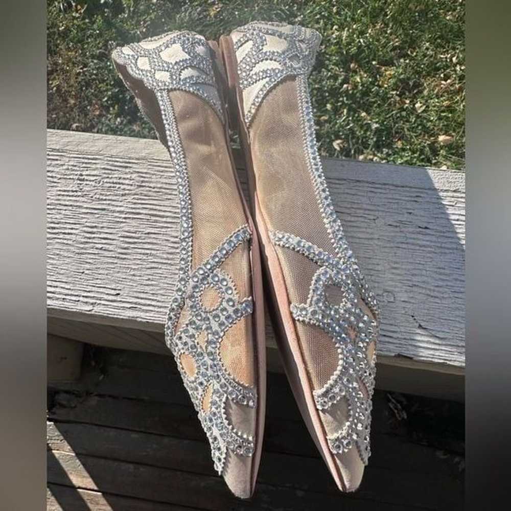 Badgley Mischka Gigi Crystal Embellished Flats Sz… - image 3