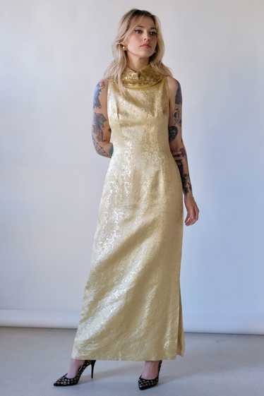 Vintage Gold Brocade Dress - Gold