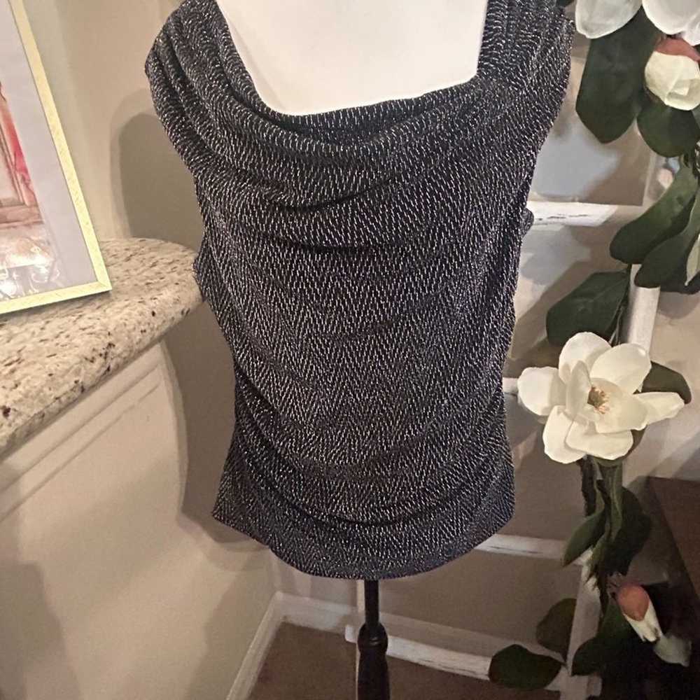 Collection by Dressbarn Black Shimmer Cowl Neck C… - image 2