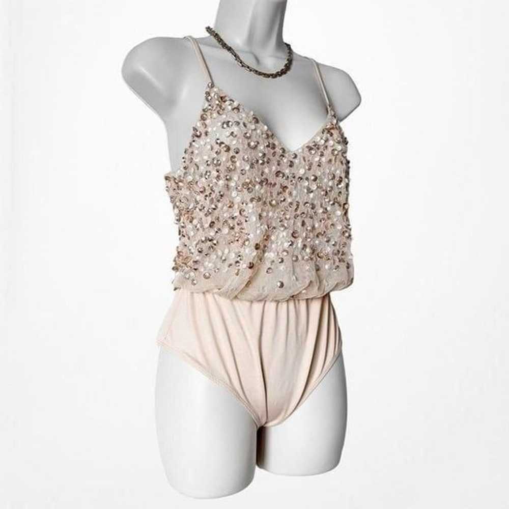 ASOS Beige Beaded Sequin Cami Bodysuit Top Size X… - image 4