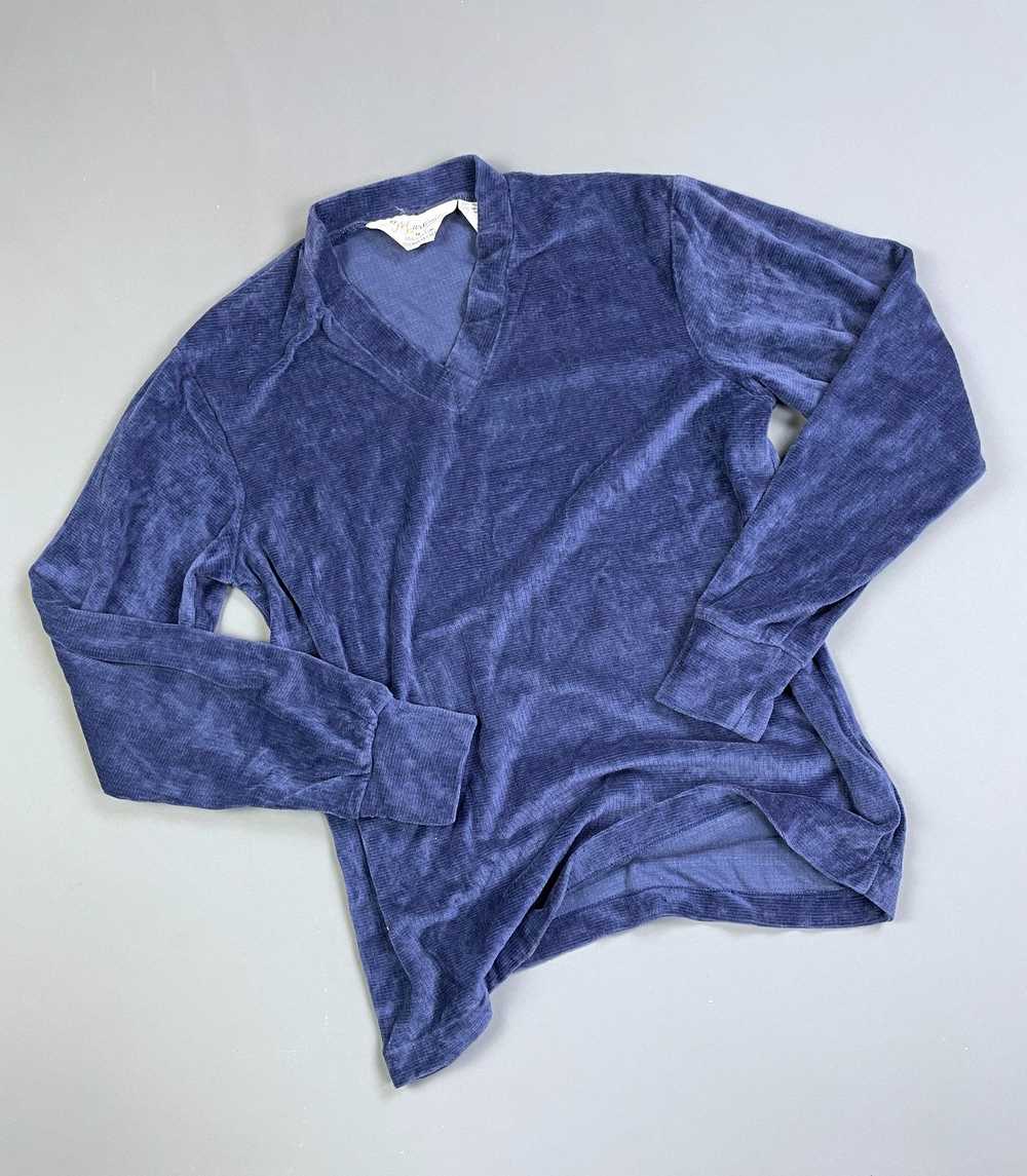 1970S DEADSTOCK WAFFLE VELOUR V-NECK SHIRT NWT – … - image 1