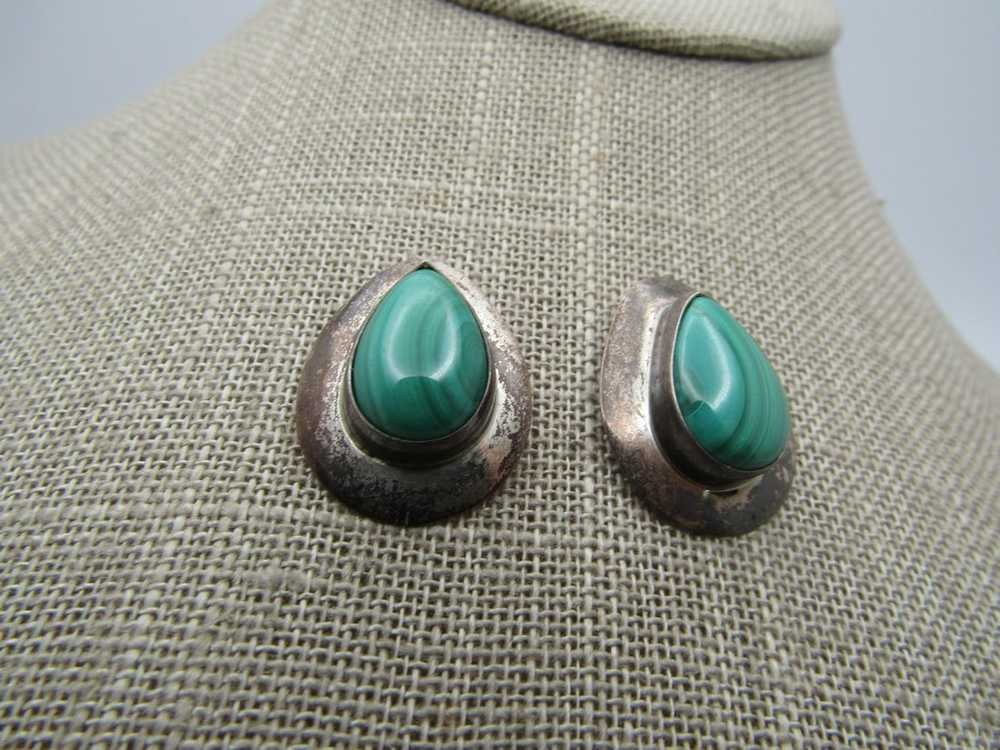 Vintage Sterling Southwestern Malachite Earrings,… - image 2