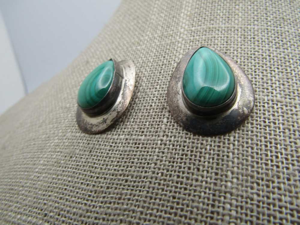 Vintage Sterling Southwestern Malachite Earrings,… - image 3