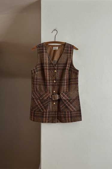 1970's PLAID TWEED VEST JACKET