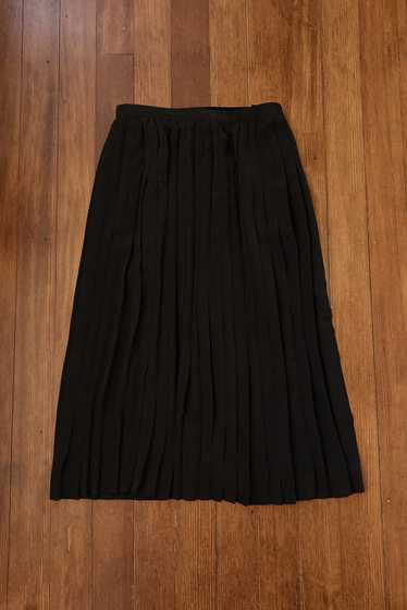 1990's CLASSIC BLACK PLEATED MIDI SKIRT | SIZE M