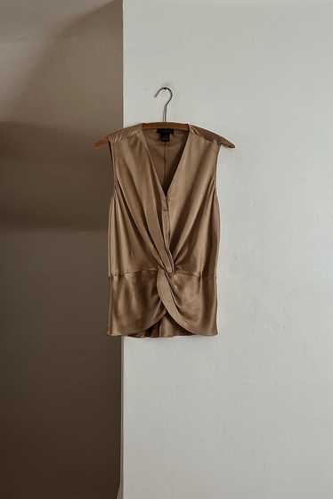 Y2K LIMITED GOLD SILK PEPLUM TANK