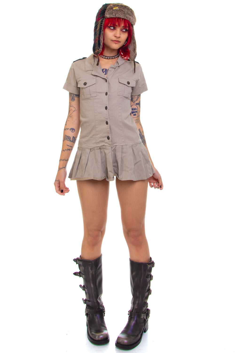 Vintage Y2K Micro Mini Cadet Button Up Dress - XS… - image 2