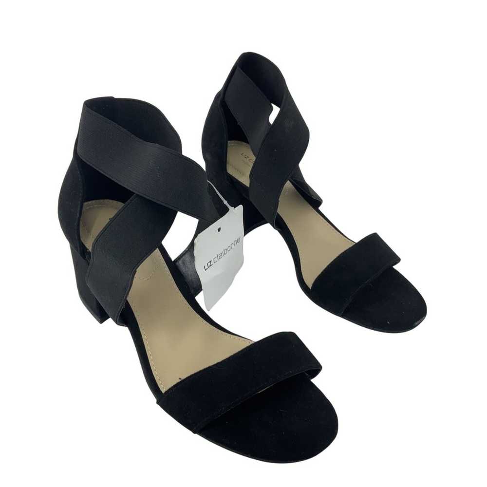 NWT Liz Claiborne Emerson Open Toe Black Leather … - image 1