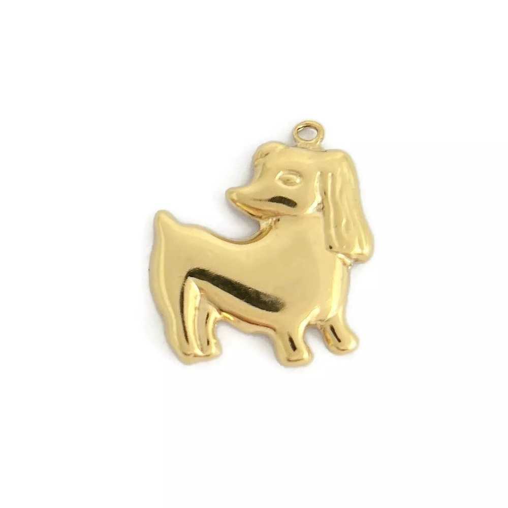 Vintage Puppy Dog Animal Charm Pendant 18K Yellow… - image 1