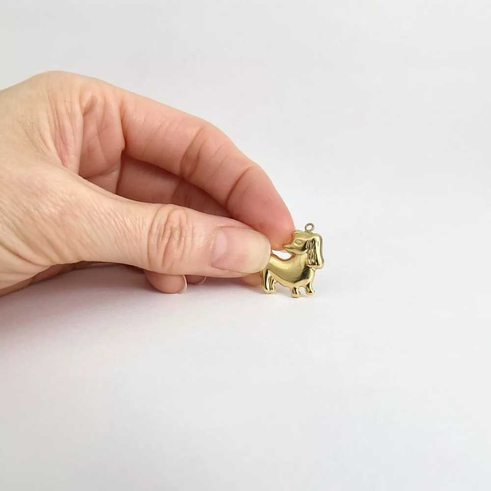 Vintage Puppy Dog Animal Charm Pendant 18K Yellow… - image 3