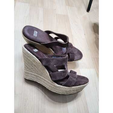 Ugg Tawnie chocolate brown leather espadrilles