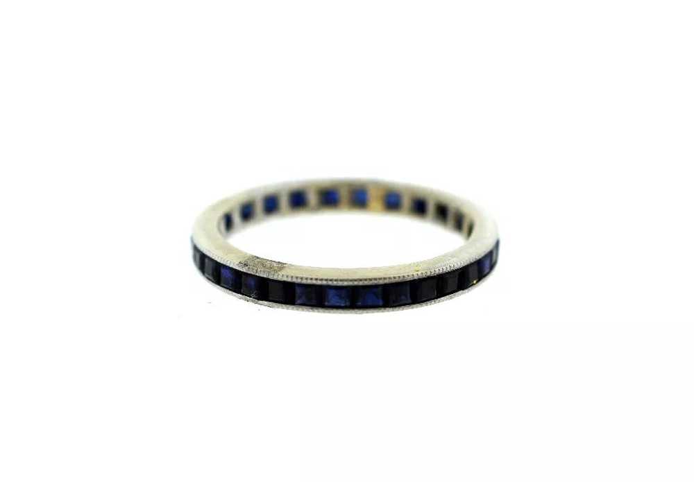 14K WHITE GOLD SAPPHIRE BAND RING STYLISH - image 3