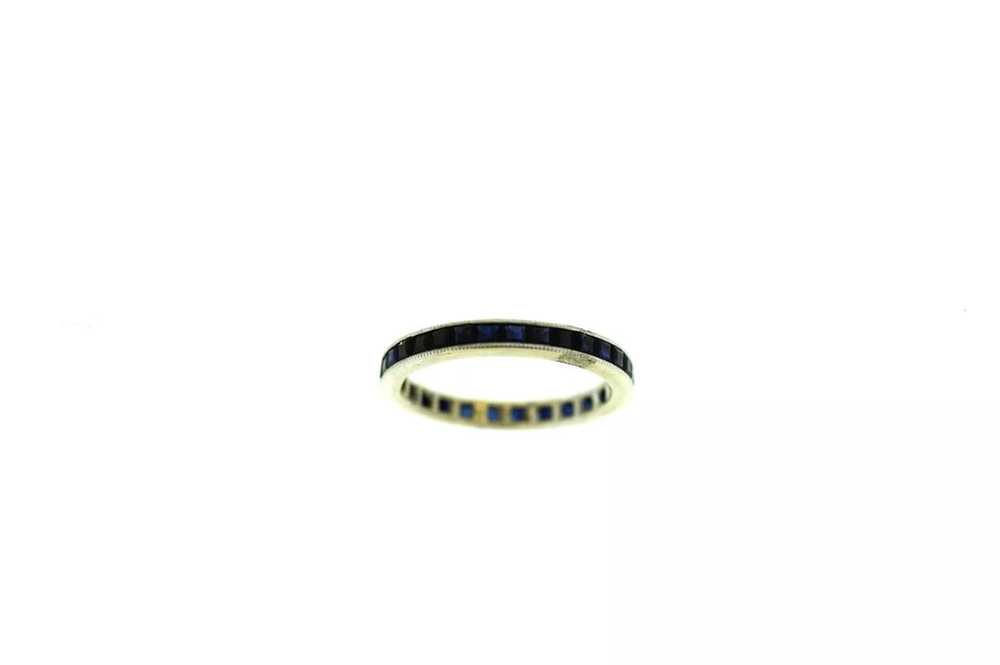 14K WHITE GOLD SAPPHIRE BAND RING STYLISH - image 5