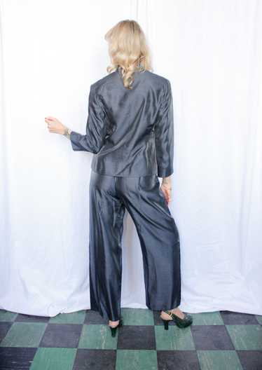 1990s Giorgio Armani Silk Gun Metal Suit - Medium