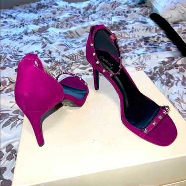 Qupid Purple Open Toe Sandal Heels