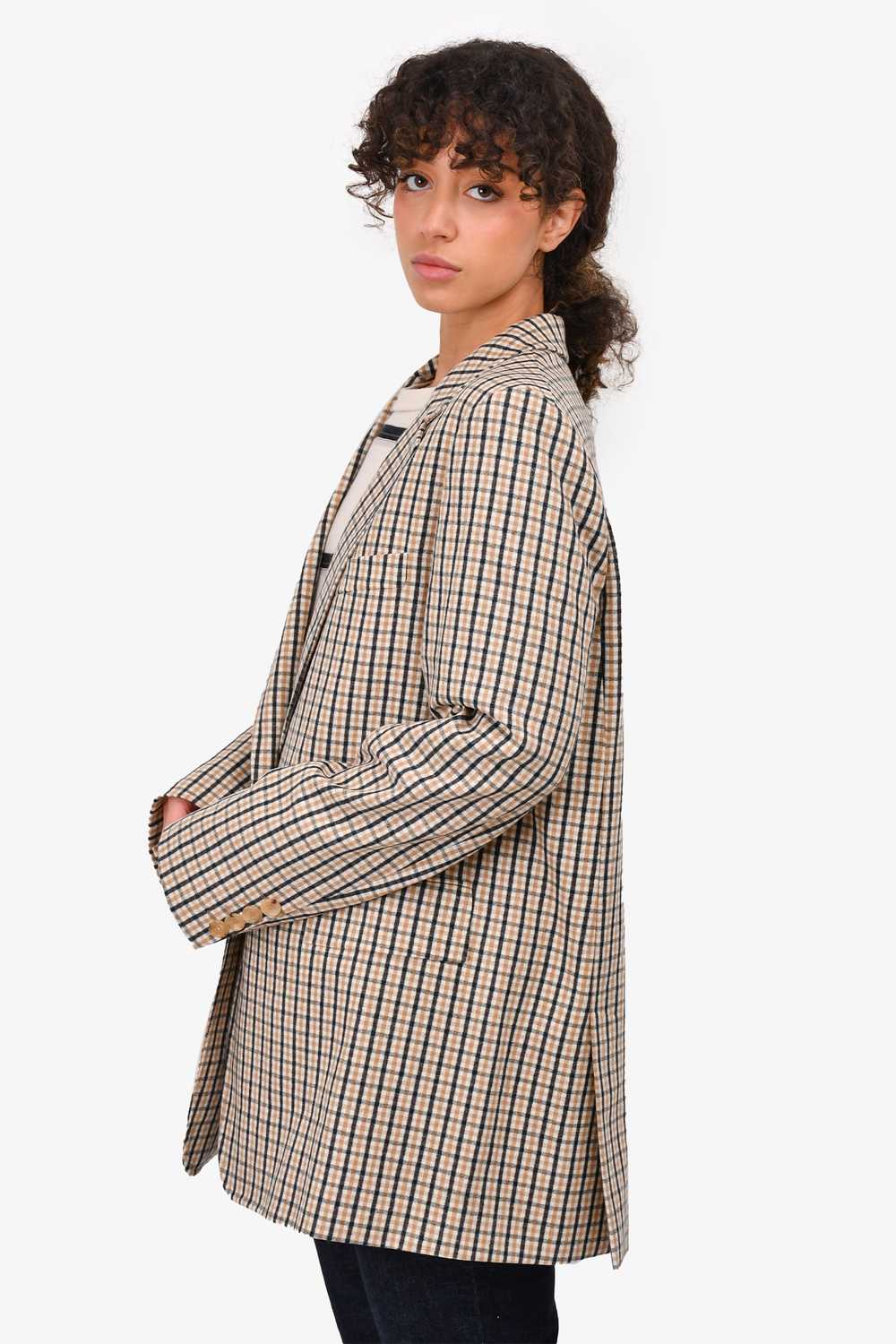 Max Mara Beige/Black Check Virgin Wool Blazer Siz… - image 3