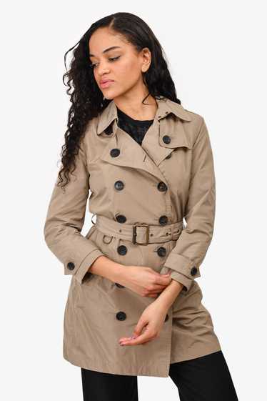 Burberry Brit Khaki Nylon Short Trench Coat Size 4 - image 1