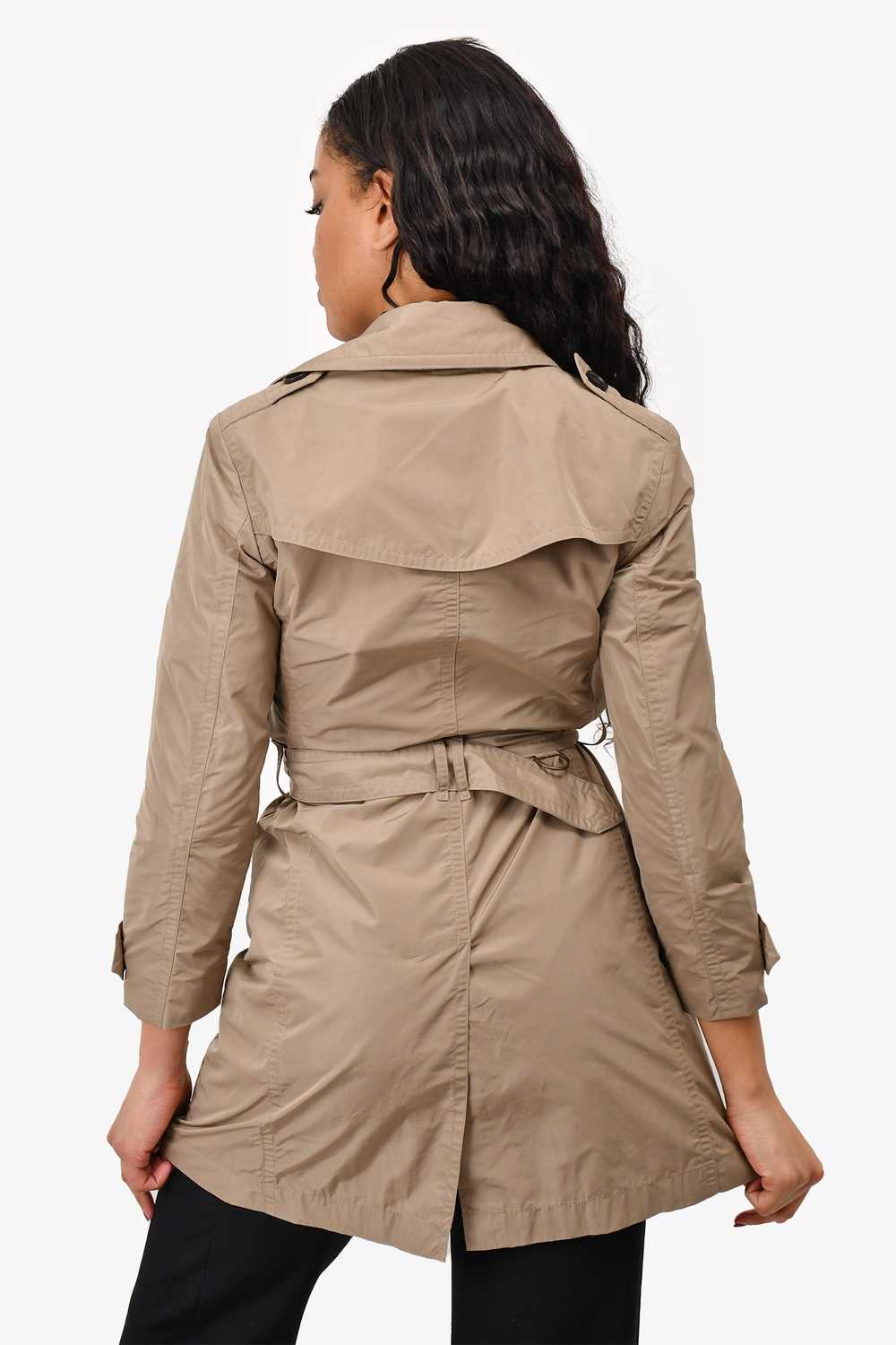 Burberry Brit Khaki Nylon Short Trench Coat Size 4 - image 4