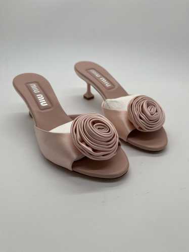 Miu Miu Satin Rose Slides