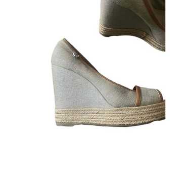 Tory Burch Neutral Wedge Peep Toe Shoes Espadrill… - image 1