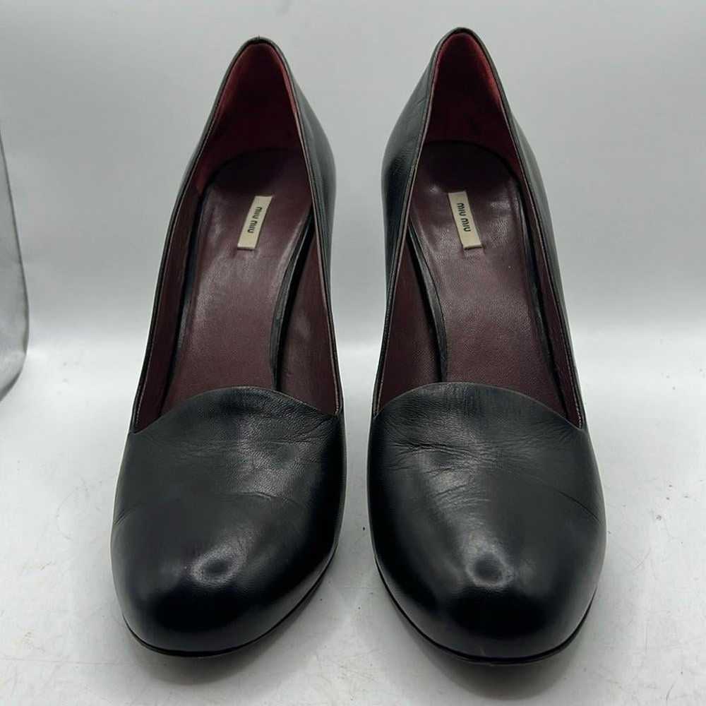 Miu Miu Skip On Heels Pumps Black Leather Womens … - image 2