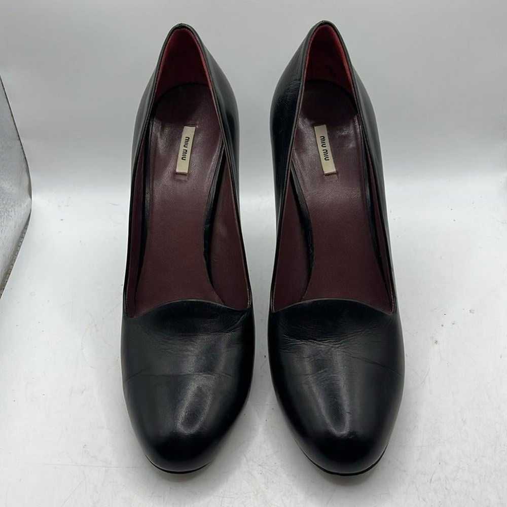 Miu Miu Skip On Heels Pumps Black Leather Womens … - image 3