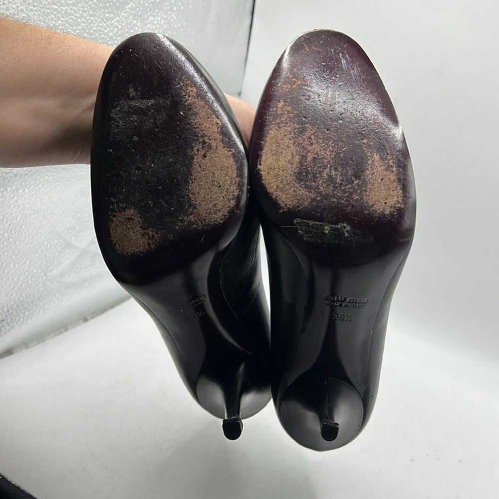 Miu Miu Skip On Heels Pumps Black Leather Womens … - image 6