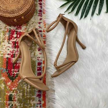 Express Neutral Nude Beige Tan Faux Leather Ankle… - image 1