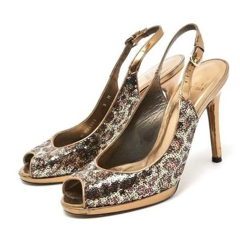 Stuart Weitzman Metallic Sequins Gold Silver Bron… - image 1