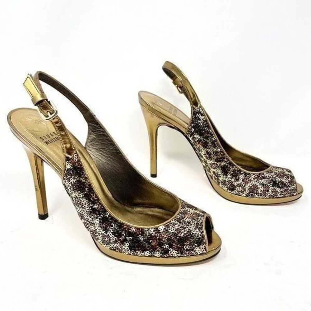 Stuart Weitzman Metallic Sequins Gold Silver Bron… - image 2