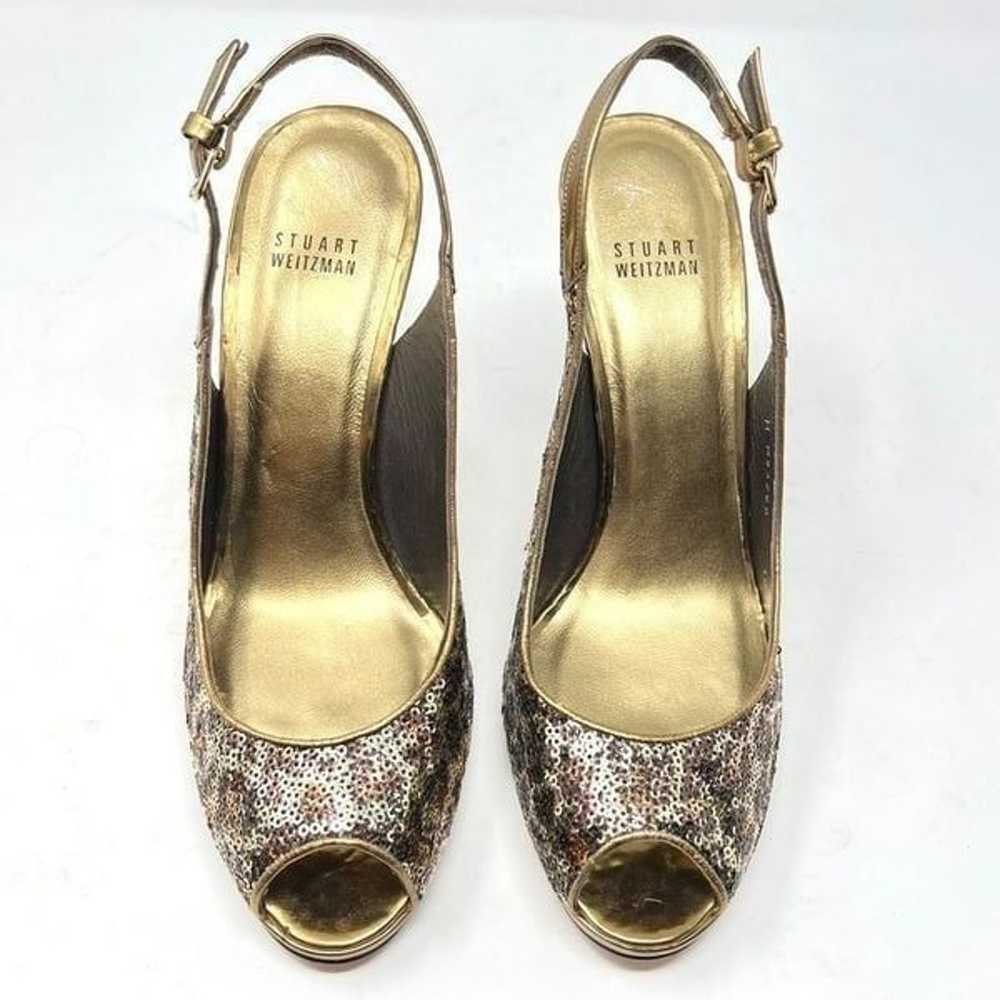 Stuart Weitzman Metallic Sequins Gold Silver Bron… - image 3