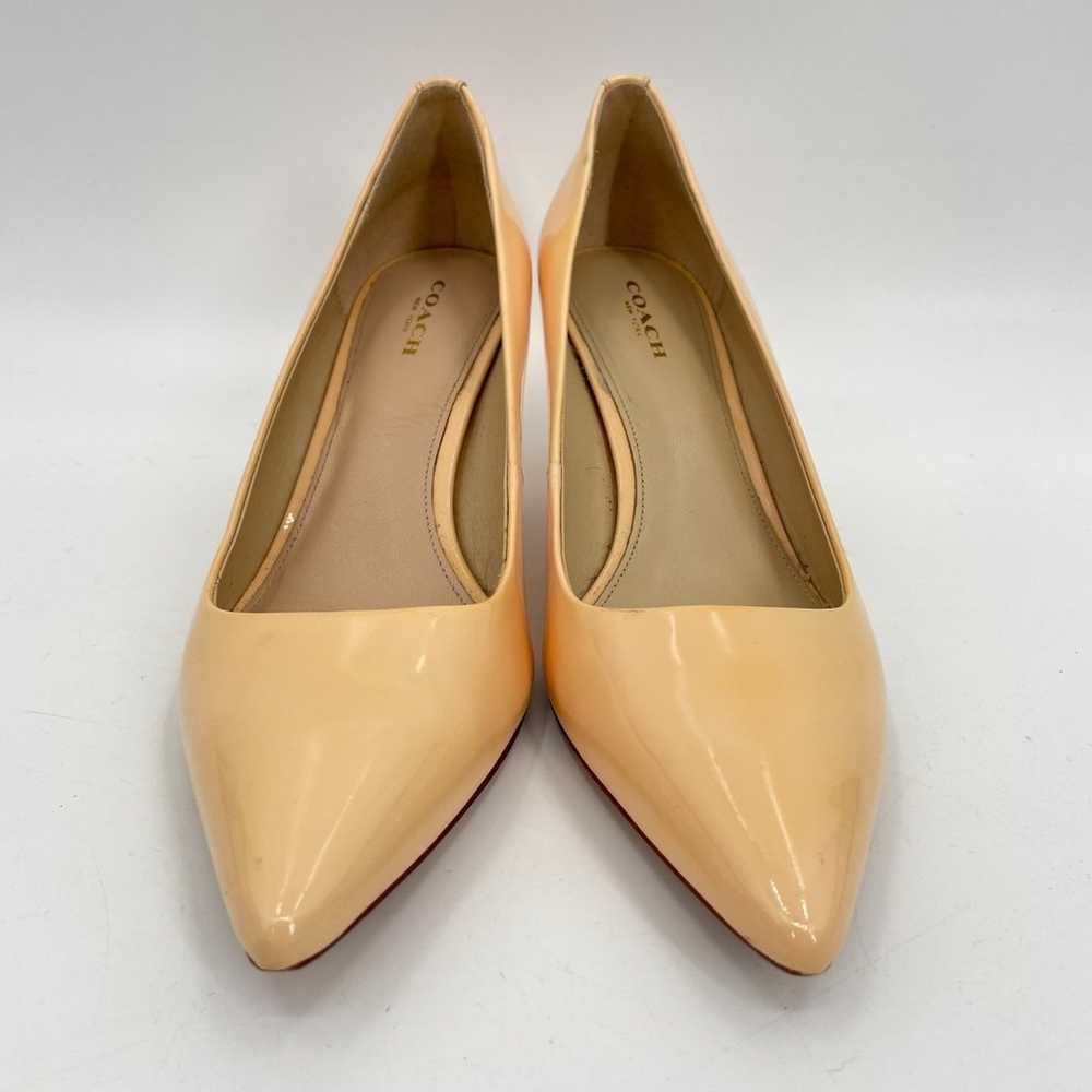 COACH Nude Yellow Patent Leather Kitten Heels Siz… - image 3